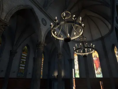 Church Interior Low-poly 3D model buy