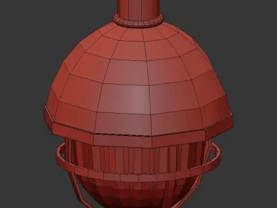 Outdoor two pendant lights with glass and gold metal 3D model