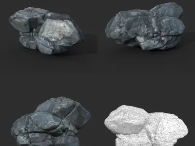 Low poly Boulder Rock 230410 Low-poly 3D model