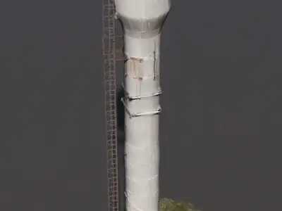 Water Tower Low-poly 3D model 4