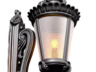 Outdoor forged classic wall lamp lantern sconce streetlight 3D model