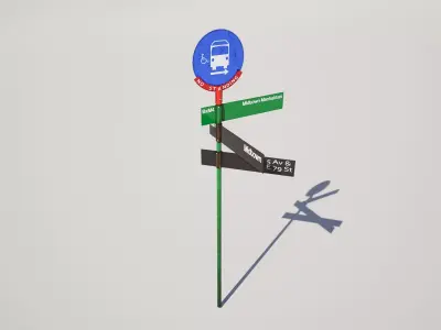 Street Bus Stop Sign 3D model