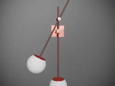 Lamp 3 model wall with two balls hanging from it 3D model