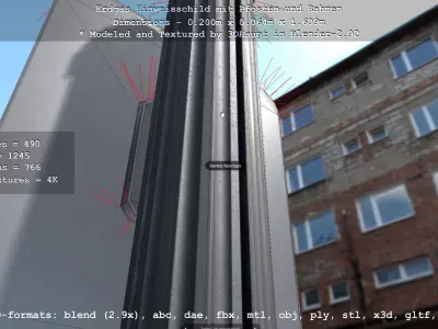 Hinweisschild Erdgas mit Pfosten und Rahmen Low-poly 3D model