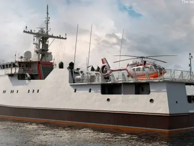  Coast Guard Ship with Helicopter Rigged for Maya 