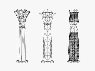 Egyptian Column Pack Low-poly 3D model
