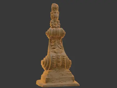 Ornate Architectural Stone Detail Scan Low-poly 3D model