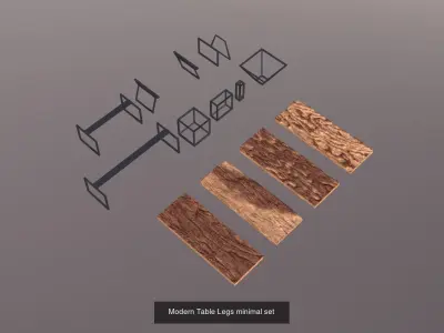 BUNDLE Resin Wood Table Panel modern style 3D Model Pack