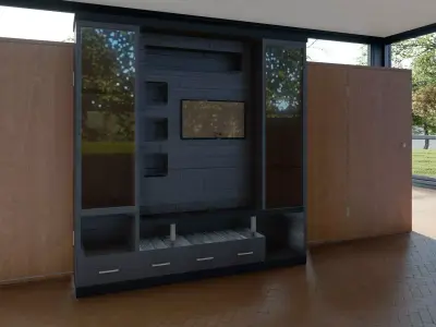 Modern Minimalist TV Wall -Functional TV Wall Design 3D model