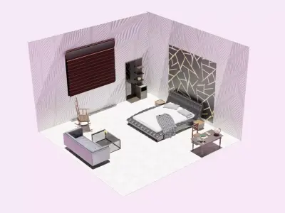 Bed Room Low-poly 3D model