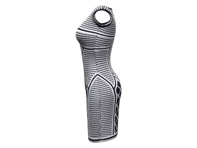 Sleeveless Round Neck Short Skirt Midi Chess Dress Low-poly 3D model