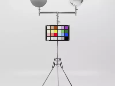 Ultra-Realistic Color Checker with Grey and Chrome Ball Free low-poly 3D model