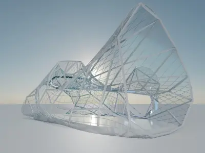 Bridge Sci fi Futuristic exhibition Exterior and Interior 3D 3D model