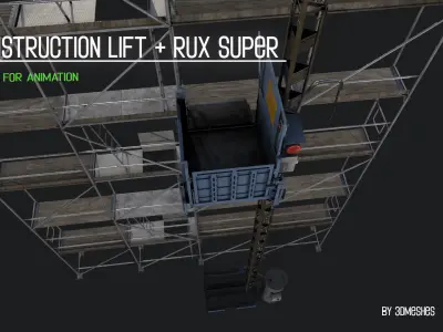  Construction Lift and RUX Super  Low-poly 3D model