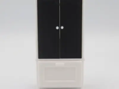 Bedroom wardrobe with functional door 3D print model