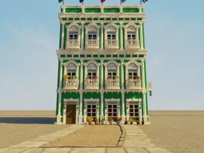 SOUTH AMERICAN BUILDING 004 Low-poly 3D model