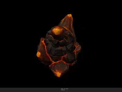 Stylized Lava Rock Game Ready - AI Low-poly 3D model