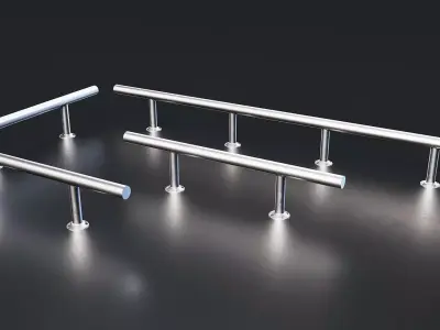Modern Metal Handrail Set Low-poly 3D model