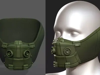 Gas mask respirator scifi futuristic 3d  Low-poly 3D model 34