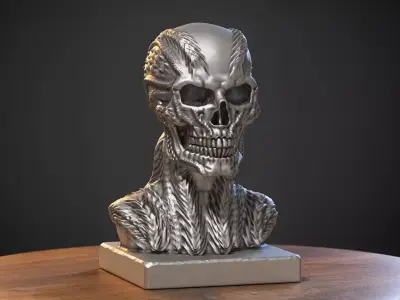 Robot Skull Headphone Stand  Cyborg Headset Stand 3D print model