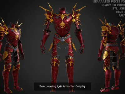 Solo Leveling Igris Full Armor and Sword for Cosplay 3D Model Pack