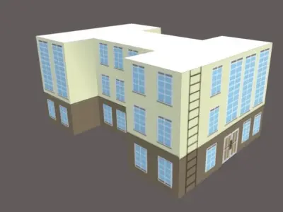 School Low-poly 3D model game 3D model Free low-poly 3D model