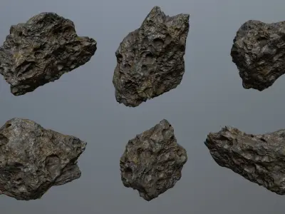 Asteroid Set rock Low-poly 3D model