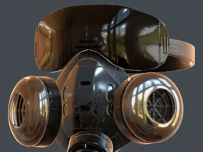 Gas mask helmet 3d model scifi Low-poly  Low-poly 3D model