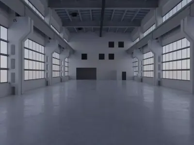 Factory Hall Interior 3 Low-poly 3D model