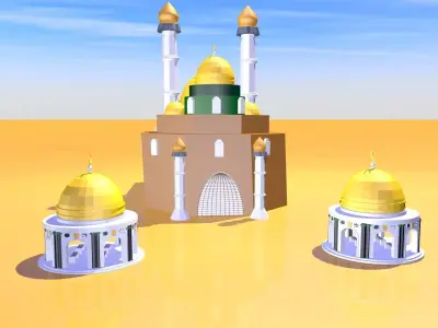 3d model Mosque table with two lamps 3D model
