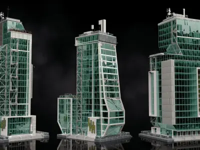 Realistic Urban Skyscraper Pack 3D model