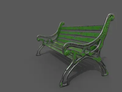 Old Street Bench Low-poly 3D model