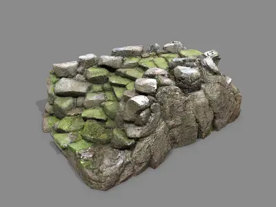 Mossy Rock Stairs Low-poly 3D model