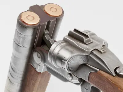  super double-barrel shotgun futuristic weapon of slayer da1 Low-poly 3D model