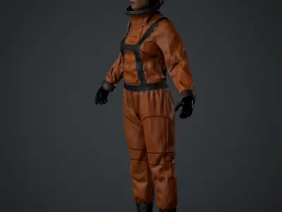 Space X Game Ready man in orange suit Low-poly 3D model