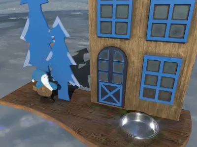 Wooden deco house candle 3D model