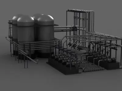 platform factory industrial tower nuclear gas construction  3D model