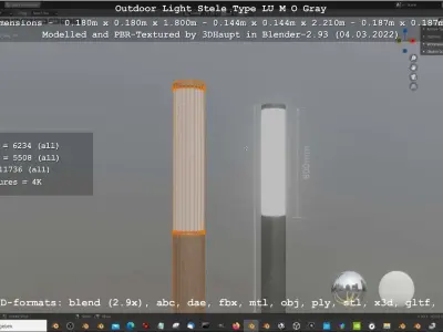 Outdoor Light Stele Type LU M O Gray Low-poly 3D model