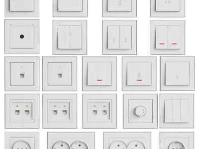  Lezard Rain sockets and switches 3D model