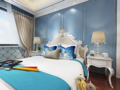 Modern European bedroom ChildrenVray 3Dmax model-N08 3D model