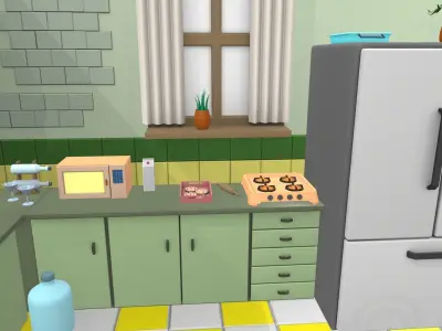 Isometric cartoon kitchen room 05 3D model