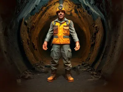Underground Miner Character with Coal Dust Low-poly 3D model