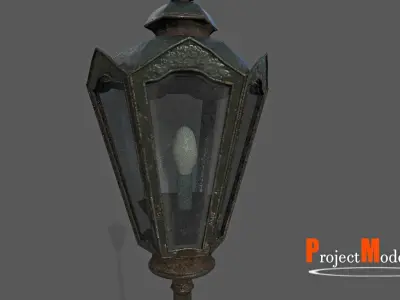 Old Lamp Post Version 002 Low-poly 3D model