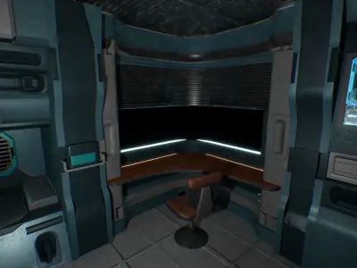 Futuristic chamber Sci-fi simulation Cyber realm High-tech room Low-poly 3D model
