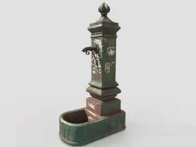 Public Fountain With Graffiti  3D model