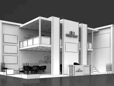 Exhibition Stand Stall 10x6m Height 500 cm 2 Side Open 3D model