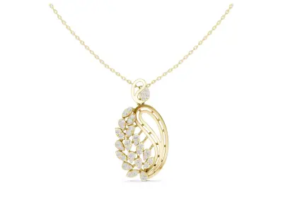 Floral Diamond Pendant Luxury Teardrop Cluster Necklace CAD  3D print model