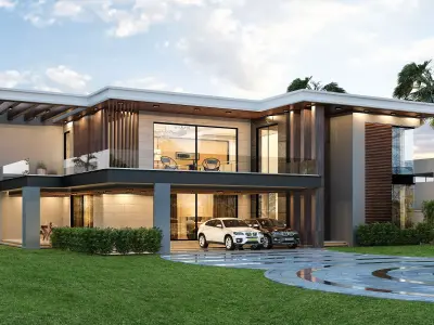 Modern Casa Exterior Scene 3D Model download 3D model
