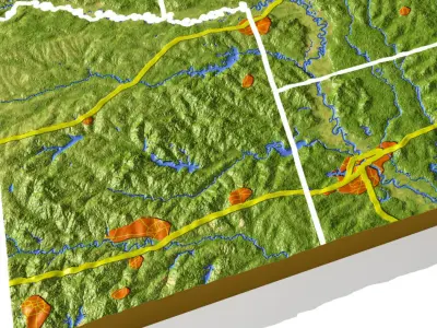 Arkansas High resolution 3D relief maps 3D model