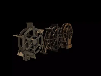 Watermill wheel set 02  3D model